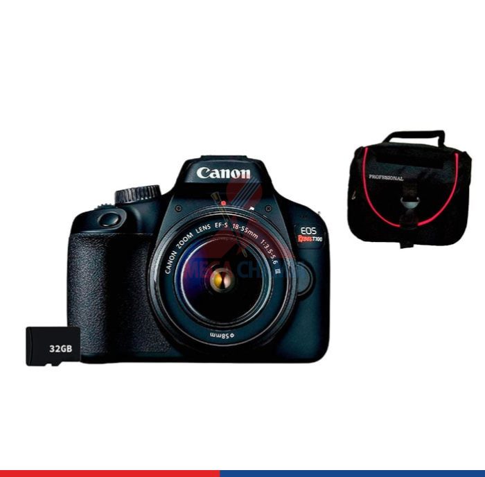 CAMARA CANON EOS REBEL T100 EF-S 18-55 III WIFI /HD + MICRO SD 32+ MALETIN