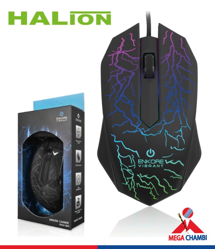 MOUSE ENKORE VIBRANT EKM301 7LED USB