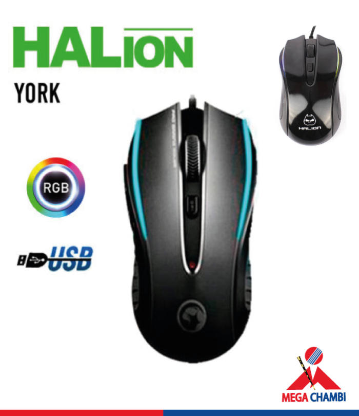 MOUSE GAMER HALION YORK HA-M911 USB C/LUCES