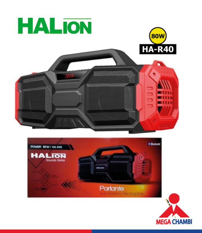PARLANTE HALION HALION HA-R40 NEGRO C/ROJO POWER 80W