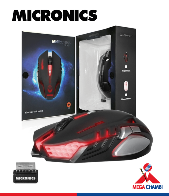 MOUSE GAMER MICRONICS ALIEN MIC M834WL RECARGABLE WIFI BLACK-NEGRO