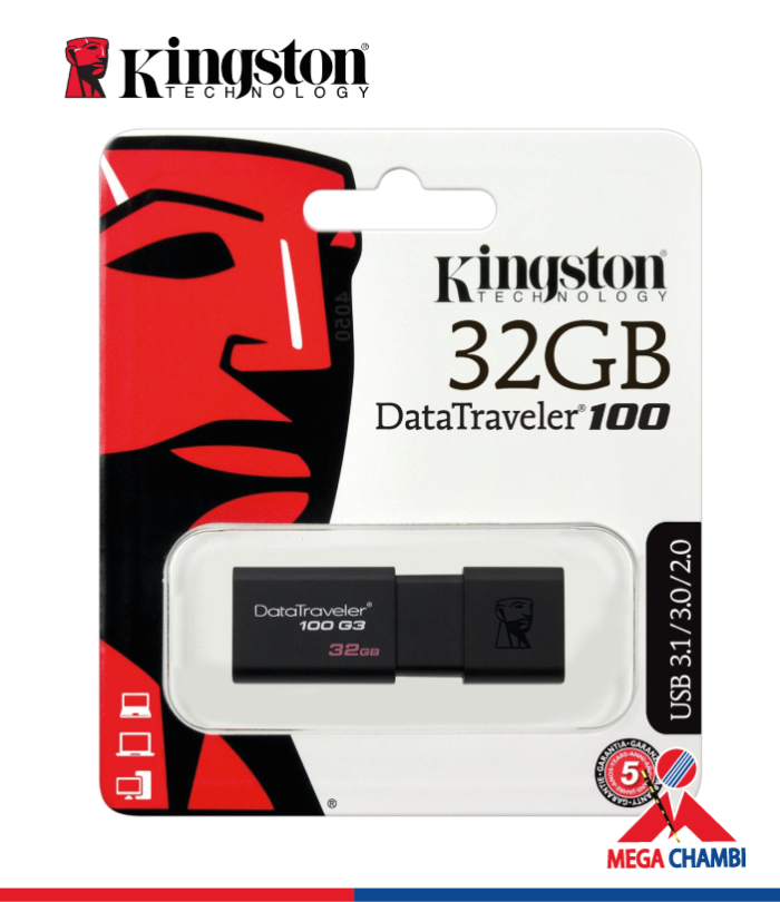 MEMORIA USB KINGSTON 32GB DT100G3 NEGRO 2.0/3.0/3.1