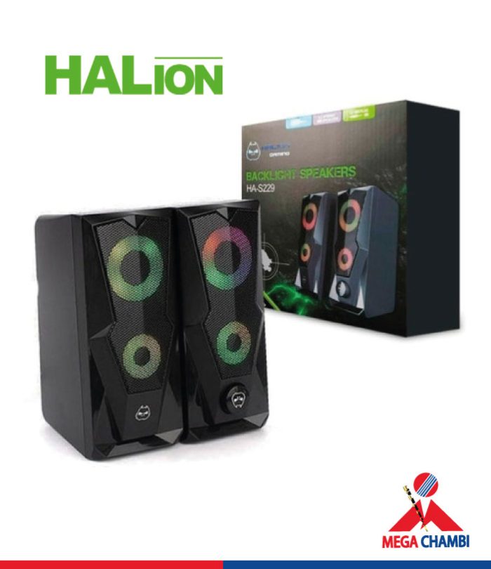 MINI PARLANTE HALION GAMER 2.0 HA-S229 LED 7 COLORES